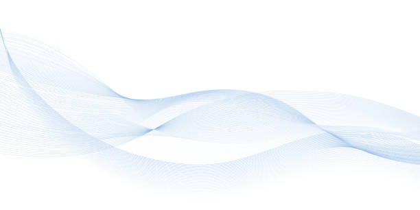 푸른 공기 파도. 매끄러운 색상 흐름과 시너지 블렌드 효과로 파도 선을 풀어줍니다. swoosh 소용돌이, 디자인 요소, 흰색 배경에 격리 된 추상 곡선. 벡터 그림입니다. - backgrounds water wave white background stock illustrations
