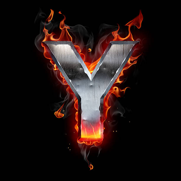 istock Metal letter Y covered in flames 133884199