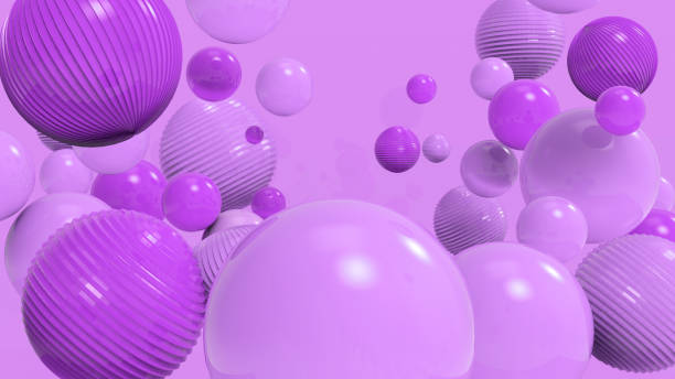 istock Abstract geometrical background with dynamic spheres. 3d rendering illustration in purple tones. Modern wallpaper banner or poster design with levitating bubbles. 1338842946