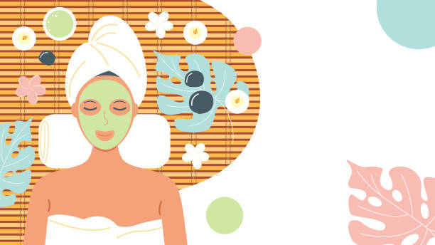 illustrazioni stock, clip art, cartoni animati e icone di tendenza di donna in un salone spa - spa