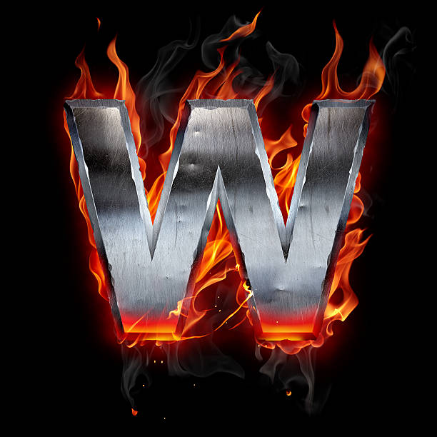 istock Flaming chrome w logo on black background 133884557