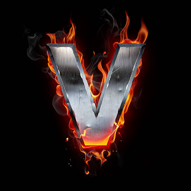 istock A hot metal letter V in flame on a black background 133884569