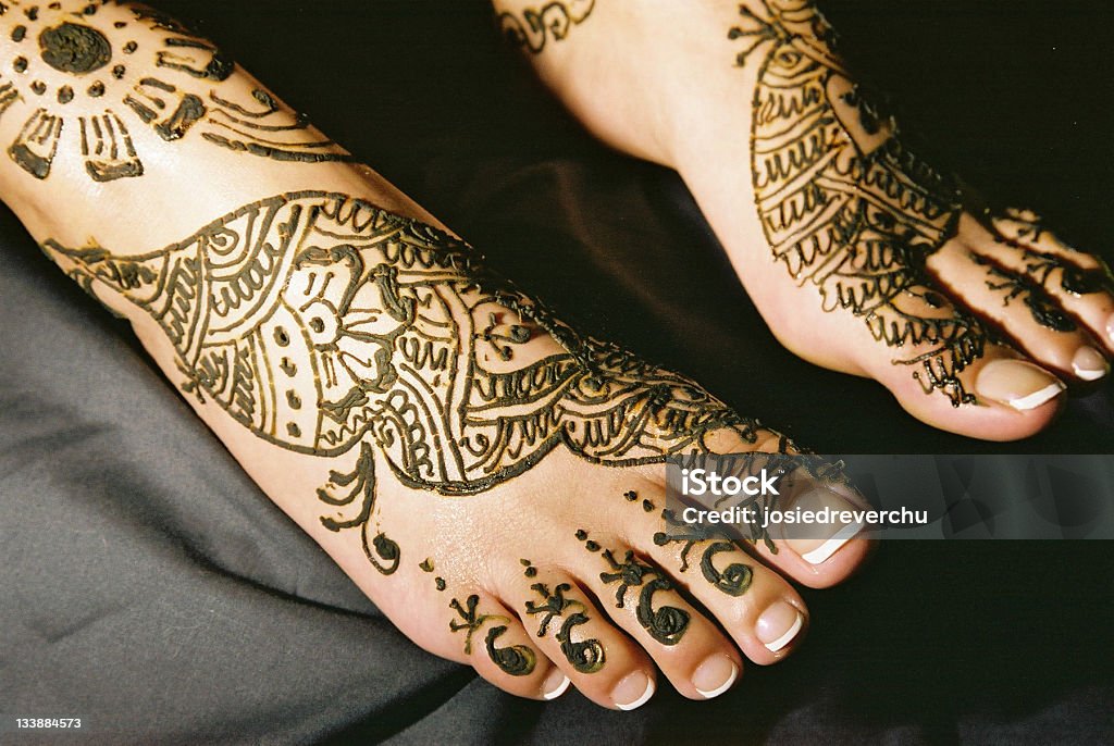 Mendhi piedi - Foto stock royalty-free di Tatuaggio all'henné