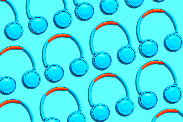 istock Headphones on the blue background 1338847555