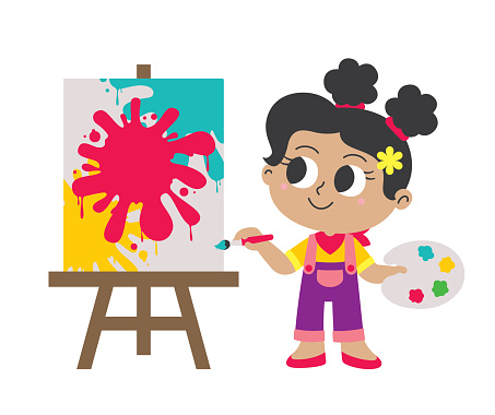 Creative Girl Artist Abstract Painting On Canvas Art Gallery Easel With  Copy Space Stock Illustration - Download Image Now - iStock