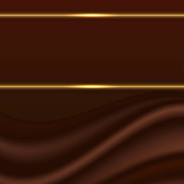 istock Abstract background. Chocolate wave silk texture and golden glowing lines on dark brown. Vector illustration 1338854058
