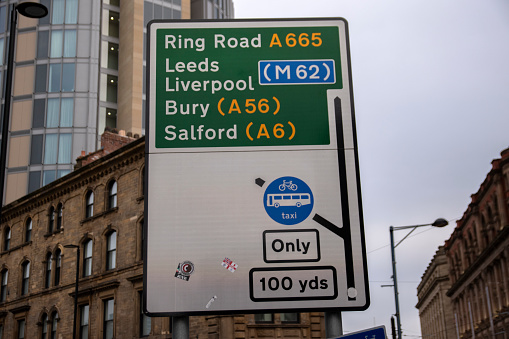 Direction Sign At Manchester England 7-12-2019