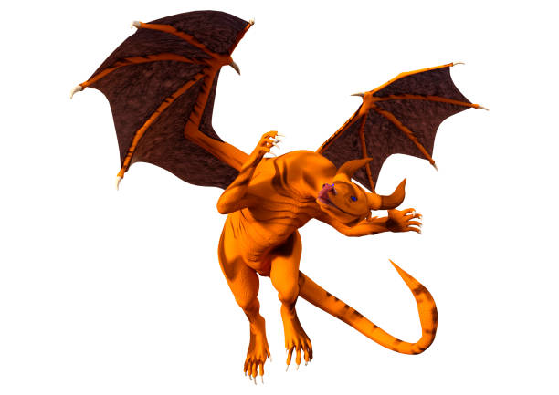 3D rendering of a fantasy dragon isolated on white background