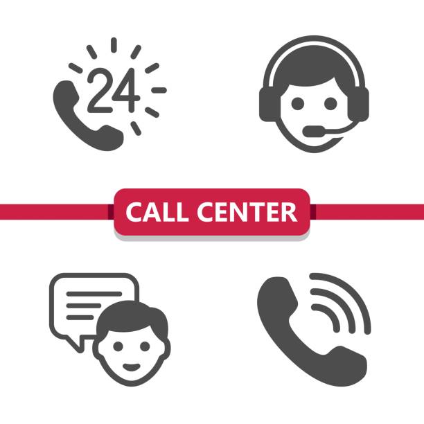 illustrazioni stock, clip art, cartoni animati e icone di tendenza di call center - assistenza clienti - icone del servizio clienti - call center