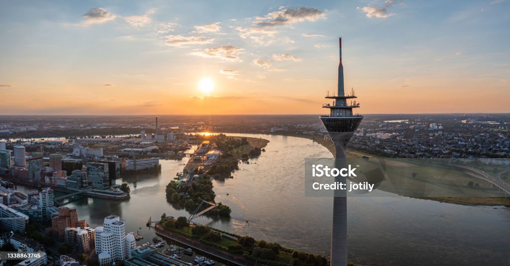 Dusseldorf City of Düsseldorf and River Rhine Düsseldorf Stock Photo