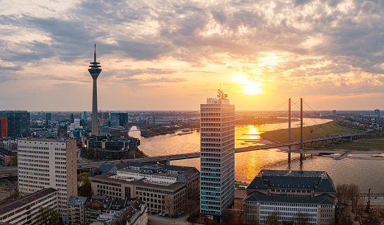 City of Düsseldorf and River Rhine