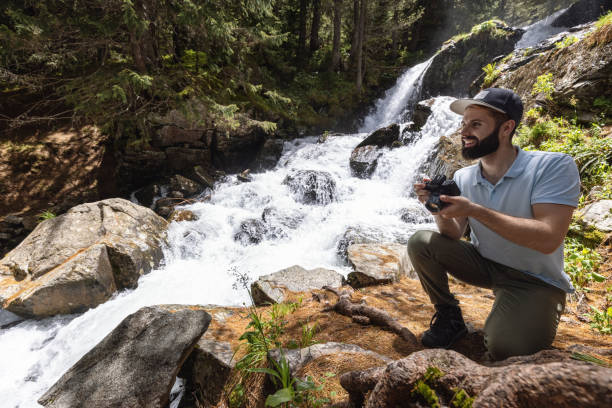 istock Shooting waterfalls in the mountain 1338864864