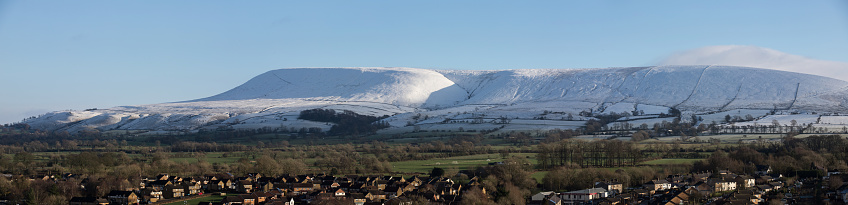 Panorama  of Fresh snow fall in winter covering the hills