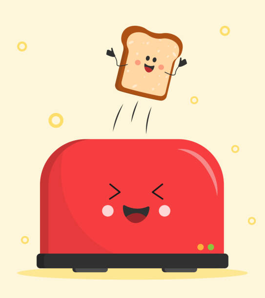ilustrações de stock, clip art, desenhos animados e ícones de bread pops out of toaster. - toaster