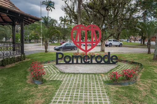 Pomerode, Brazil - Nov 15, 2020: Pomerode City Sign - Pomerode, Santa Catarina, Brazil