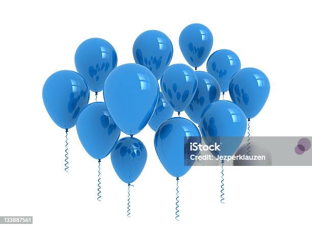 Globos Aislado Azul Foto de stock y más banco de imágenes de Aniversario - Aniversario, Azul, Blanco - Color