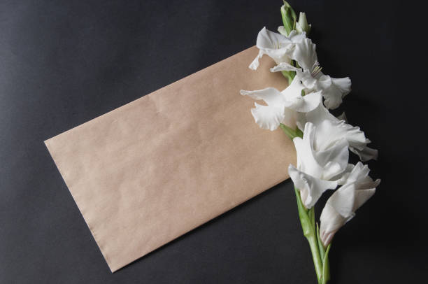 istock bouquet of white gladioli on black background 1338876007
