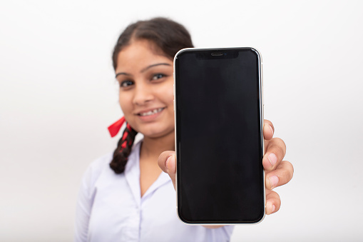 Rural Girl, Using phone, India, Digital lifestyle