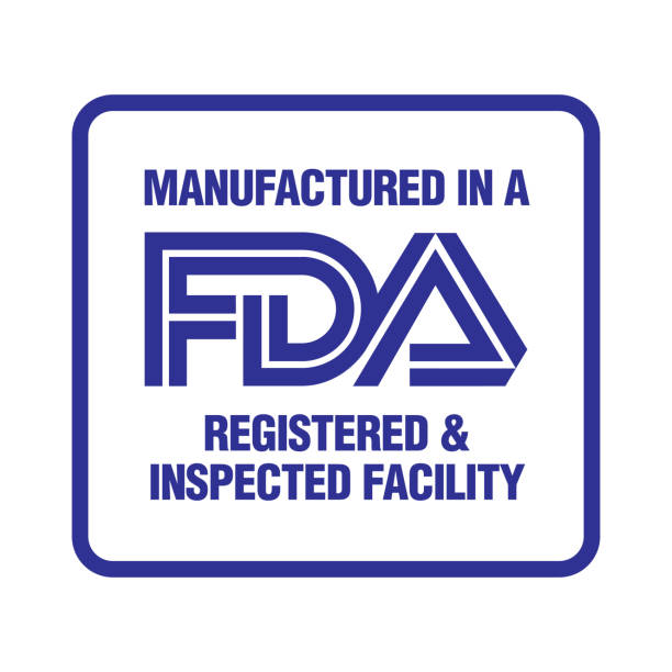 U.S. Food and Drug Administration FDA registered and inspected facility vector logo U.S. Food and Drug Administration FDA registered and inspected facility vector logo food and drug administration stock illustrations