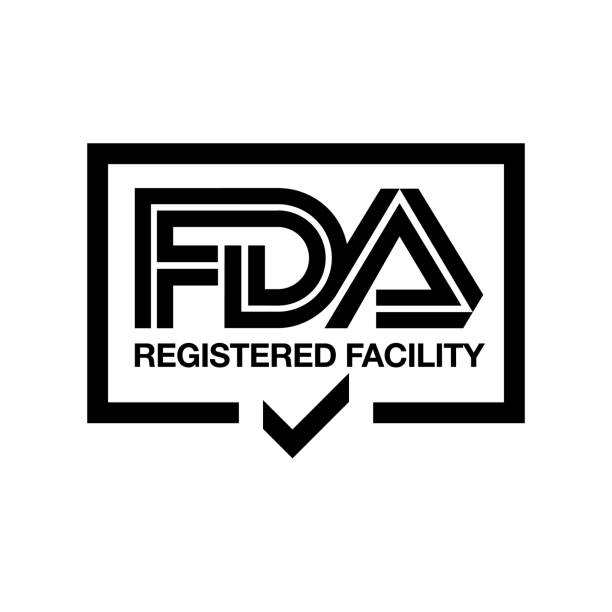 u.s. food and drug administration fda registriert und inspiziert facility vektor logo - food and drug administration stock-grafiken, -clipart, -cartoons und -symbole