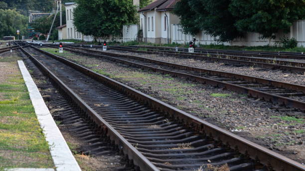 istock Railway tracks in front of the train station 1338880832