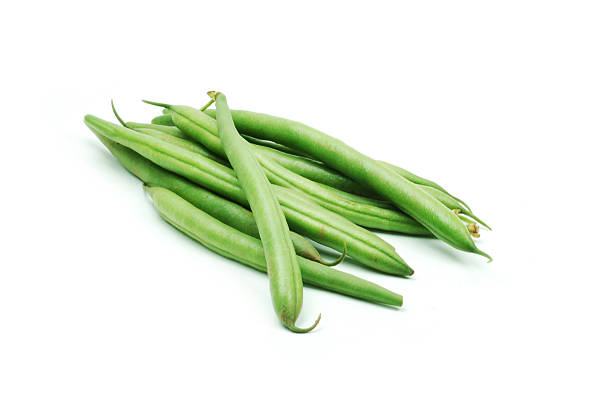 Close-up of green beans on a white background stock photo