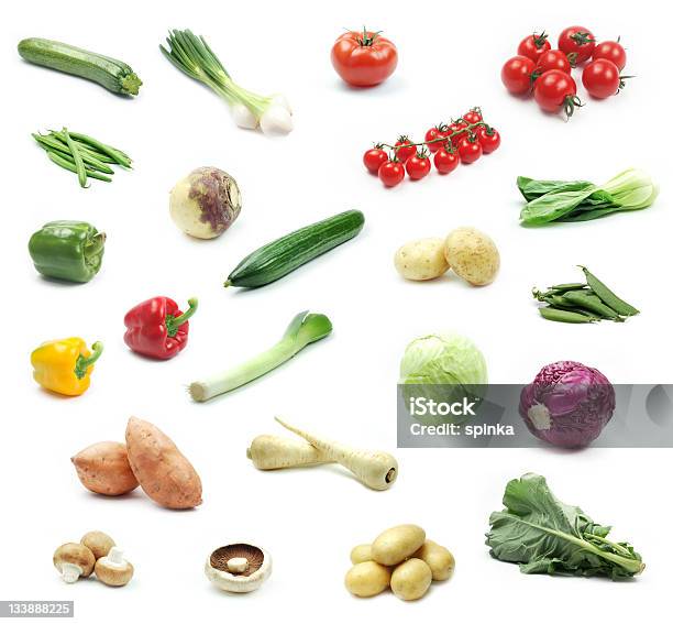 Colección De Verduras Foto de stock y más banco de imágenes de Alimento - Alimento, Blanco - Color, Boniato