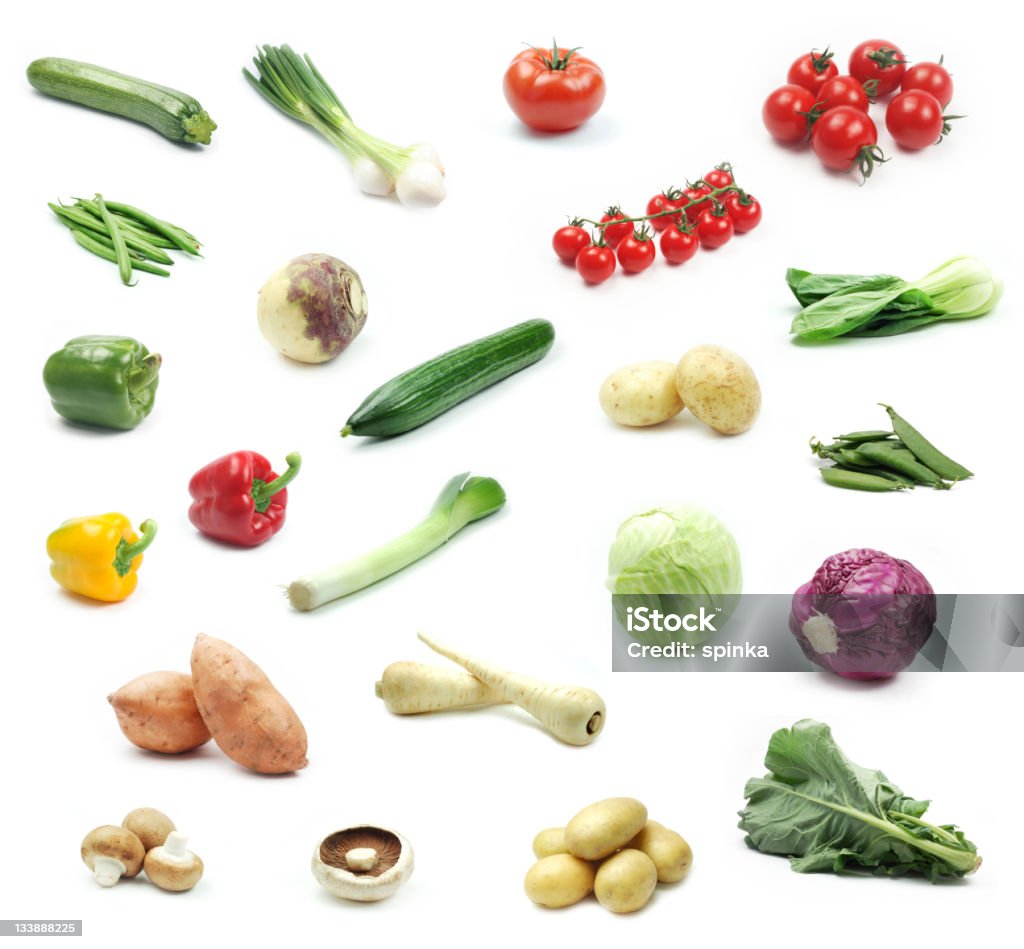 Collezione di verdure - Foto stock royalty-free di Bianco