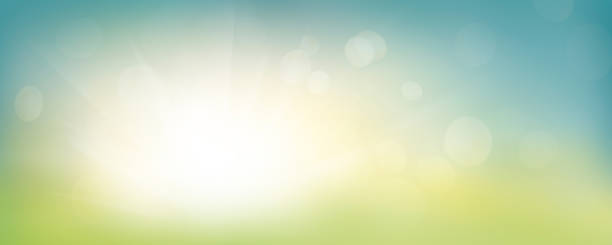istock A fresh spring blue sunny sky background with blurred warm sunny glow. 1338882388