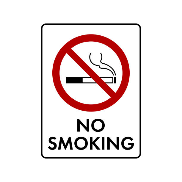 금연 담배 금지 표지판이 없습니다. 흰색에 격리된 기호가 없습니다. 벡터 일러스트레이션 - backslash stock illustrations