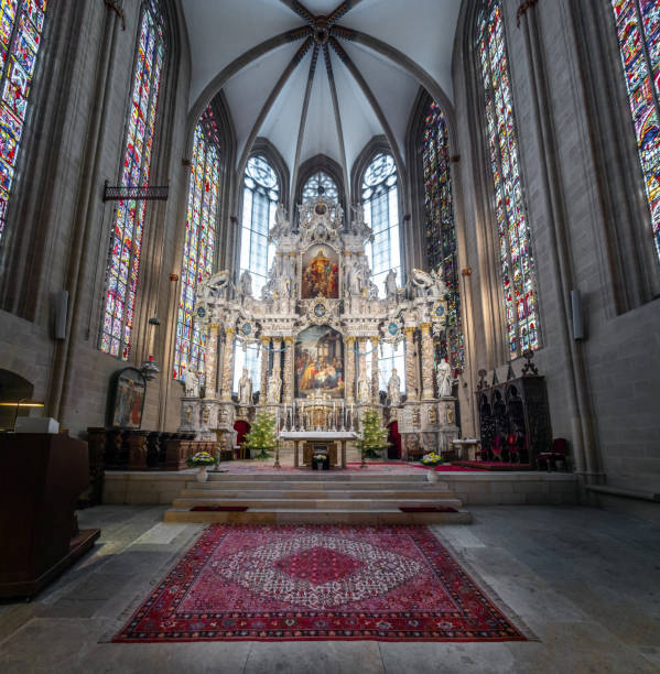 Erfurt, Germany - Jan 18, 2020: Erfurt Cathedral Interior - Erfurt, Thuringia, Germany
