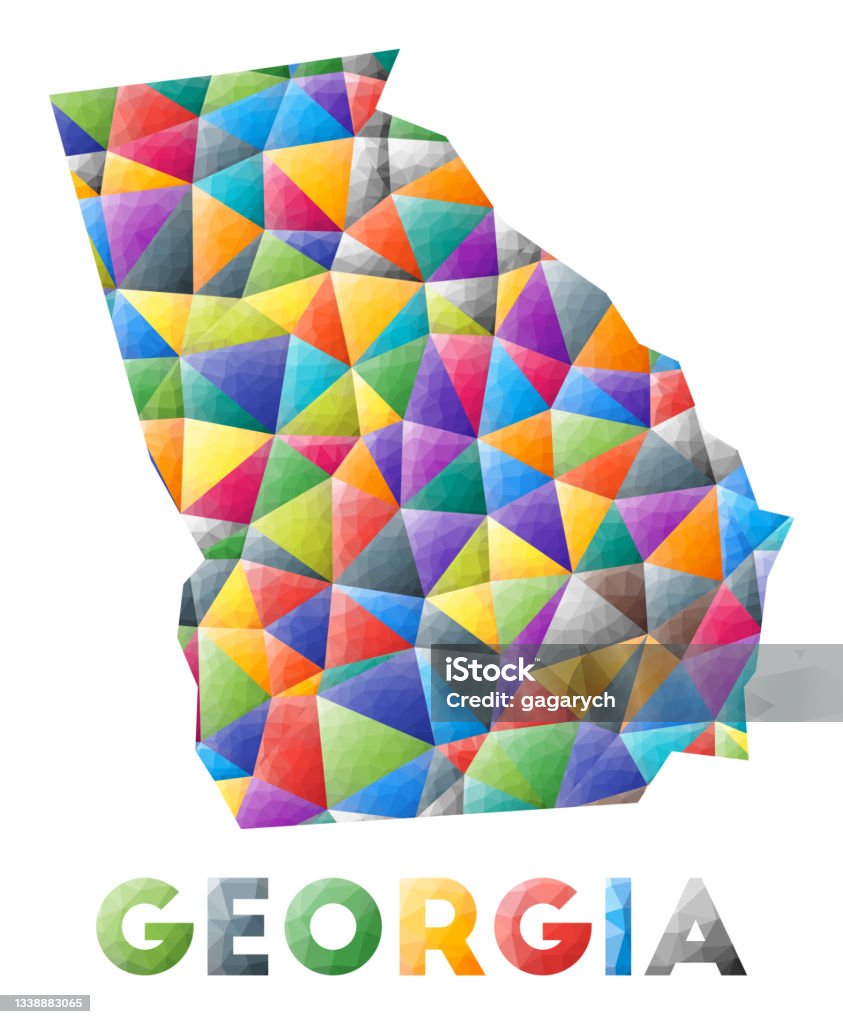 Georgia State Shape Graphics Georgia Colorful Low Poly Us State Shape Stock Illustration - Download ...