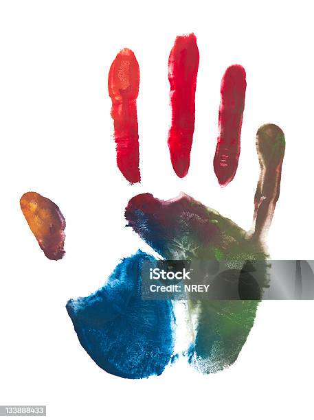 Colorido Marca Da Mão - Fotografias de stock e mais imagens de Anatomia - Anatomia, Azul, Biometria