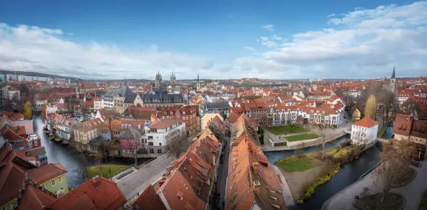 Panoramic Aerial view of Erfurt City - Erfurt, Thuringia, Germany