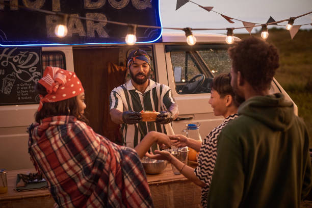 istock Man holding master class for preparing fast food 1338884979