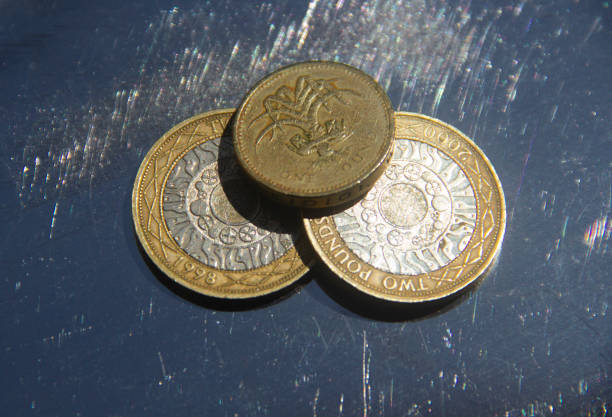 valuta britannica still life - one pound coin coin currency british culture foto e immagini stock