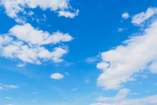 istock Beautiful clearly deep blue sky with white a little puffy clouds in a sunny day, copyspace 1338891695