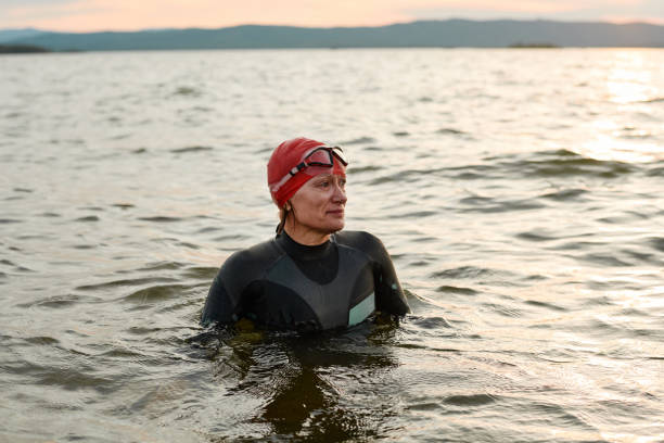 istock Female swimmer in the lake 1338892613