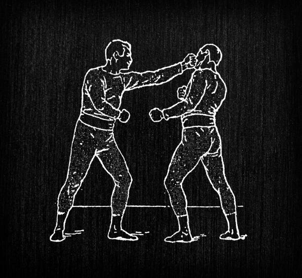 Antique old French engraving illustration: Wrestling/Boxing Antique old French engraving illustration: Wrestling/Boxing punching illustrations stock illustrations