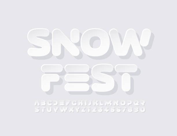 istock Vector stylish Emblem Snow Fest. Artistic Alphabet Letters and Numbers set 1338892785