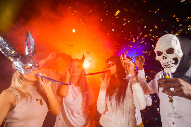 People dancing on Halloween party