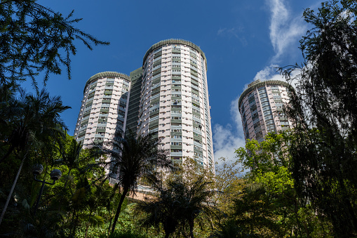 General view of the Lai Tak Tsuen public housing estate in  Tai Hang, Causeway Bay, Hong Kong.