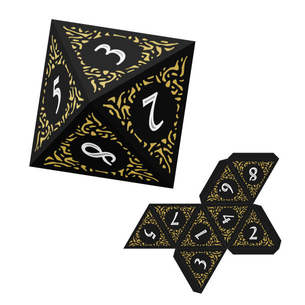 D8 Isometric Dice for Boardgames With Paper Unwrap Template D8 Isometric Dice for Boardgames With Paper Unwrap Template developing 8 stock illustrations