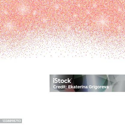 istock White background with rose gold glitter sparkles. 1338898793