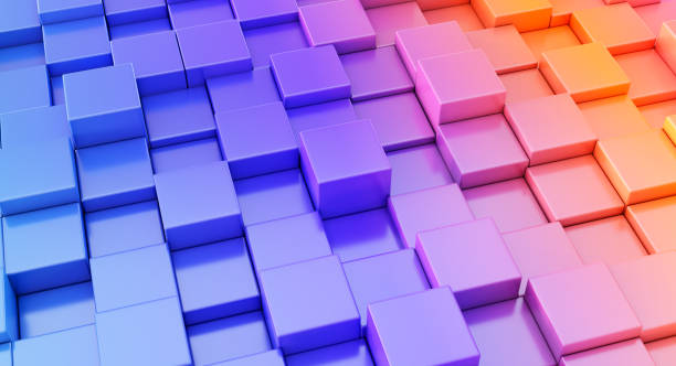 istock 3D render of colorful cubes abstract background. 1338898896