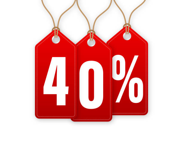 istock Discount Tag -40 percent off. Hangtags Sale. Vector illustration. 1338900275