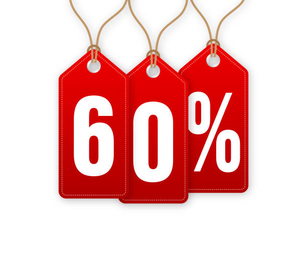 istock Discount Tag -60 percent off. Hangtags Sale. Vector illustration. 1338900281