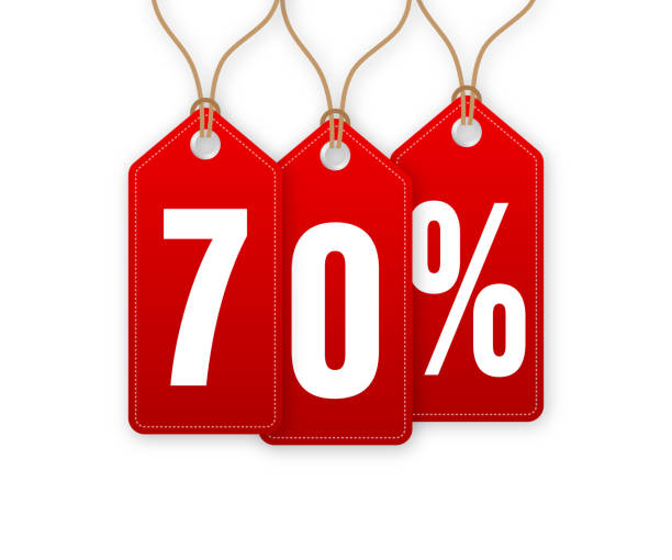 istock Discount Tag -70 percent off. Hangtags Sale. Vector illustration. 1338900284