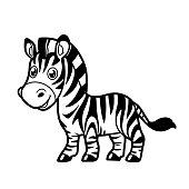 istock Cute cartoon Zebra outline drawing for coloring on a white background 1338906907