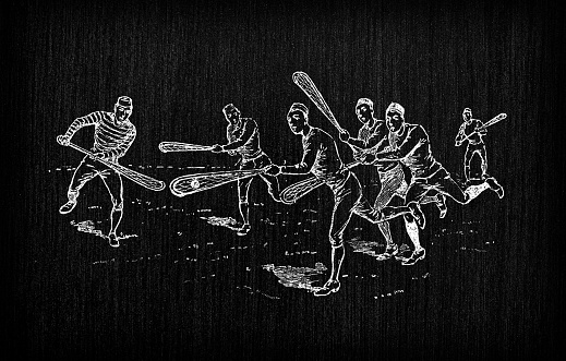 Antique old French engraving illustration: Lacrosse